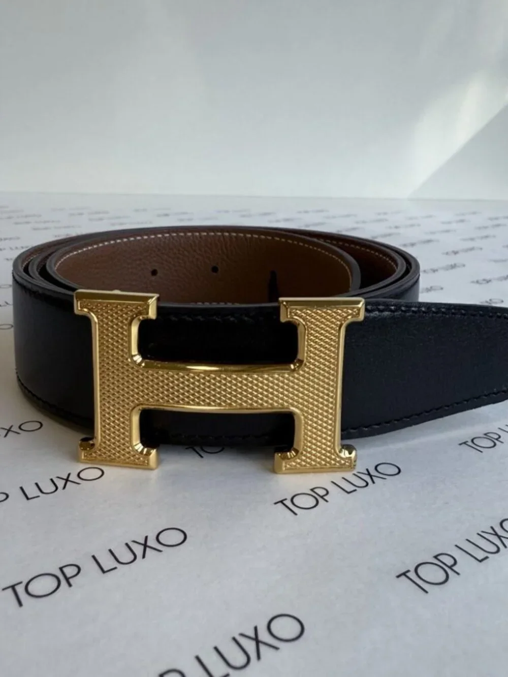 Hermes Reversible Belt Black/Brown 90cm - Gold Buckle